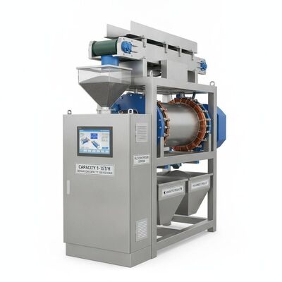 Separateur électromagnétique de 1 à 15 t/h, équipé d'un système contrôlé par PLC et d'une capacité de séparation de 500 kg/h, conçu pour la séparation magnétique