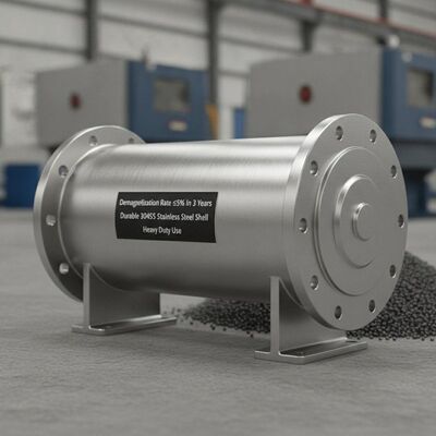 Taux de démagnétisation ≤ 5 % en 3 ans Séparateur magnétique permanent doté d'un matériau de coque en acier inoxydable 304SS durable adapté aux usages intensifs