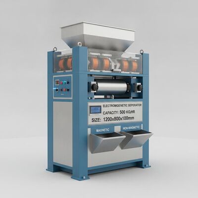 Capacité de séparation 500 kg/heure Séparateur électromagnétique Taille 1200 mm X 800 mm X 1000 mm Conçu pour la séparation de matériaux magnétiques