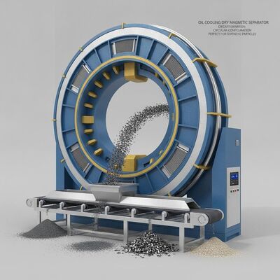 Séparateur magnétique sec de refroidissement par huile Configuration circulaire Parfaite pour le tri des particules magnétiques dans l'exploitation minière et le recyclage