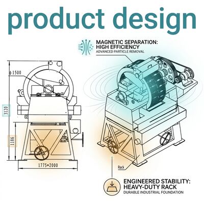 Séparateur magnétique à plaque humide à haute intensité de champ magnétique Direction du champ magnétique vertical conçu pour les processus de séparation des minéraux