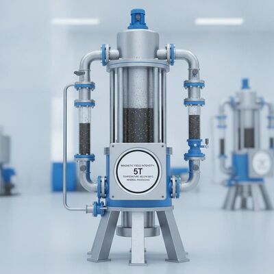 Séparateur magnétique humide de forme structurelle verticale, intensité du champ magnétique 5T, température inférieure à 60 degrés pour le traitement des minéraux