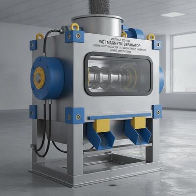 Séparateur magnétique humide Tension 220480 avec un diamètre de cavité de 250 mm et une intensité de champ magnétique de 5 T, adapté aux applications minières