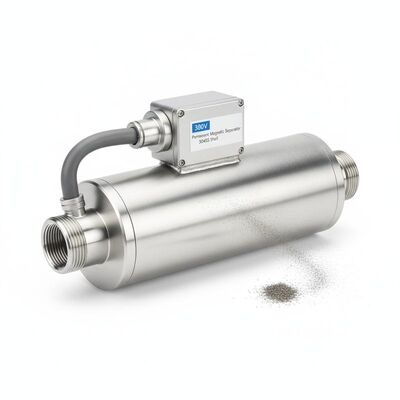 Séparateur magnétique permanent 380 V construit avec un mode de connexion filetée et un matériau de coque 304SS assurant la séparation magnétique